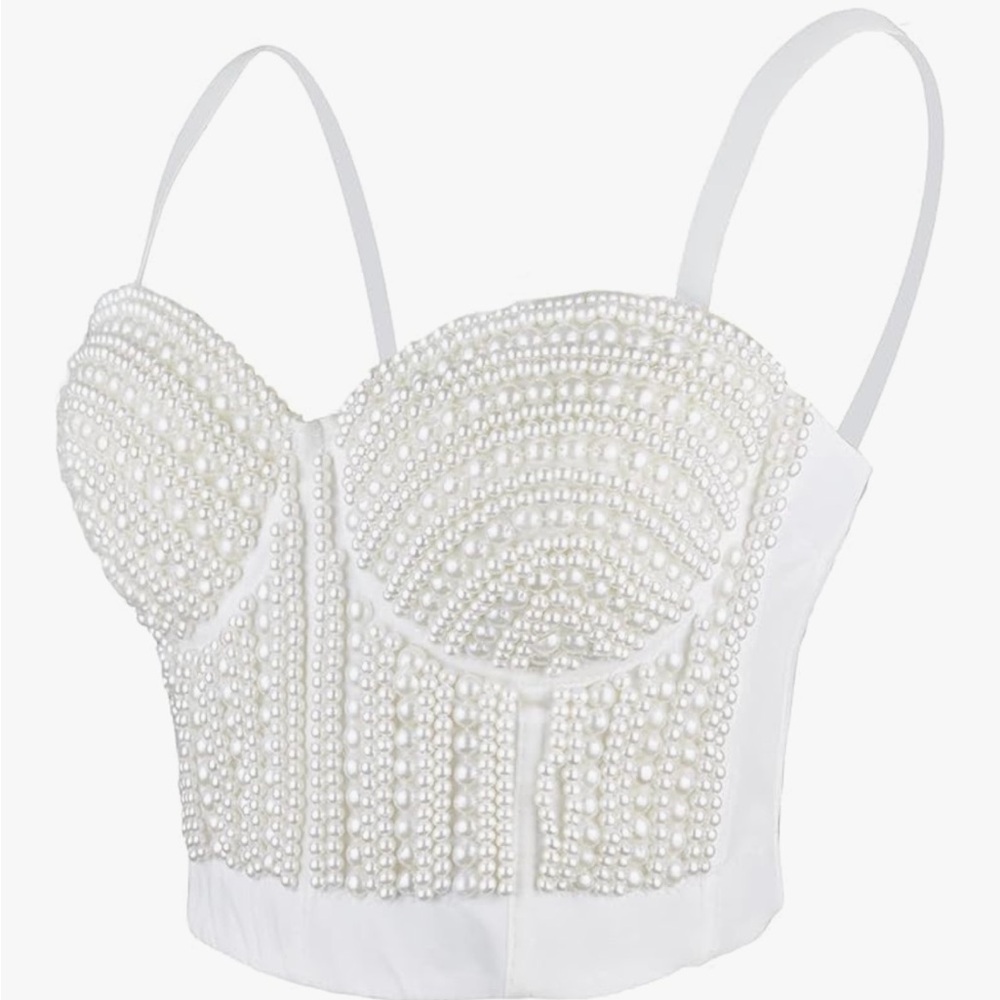 White Bustier with Shimmering Beads